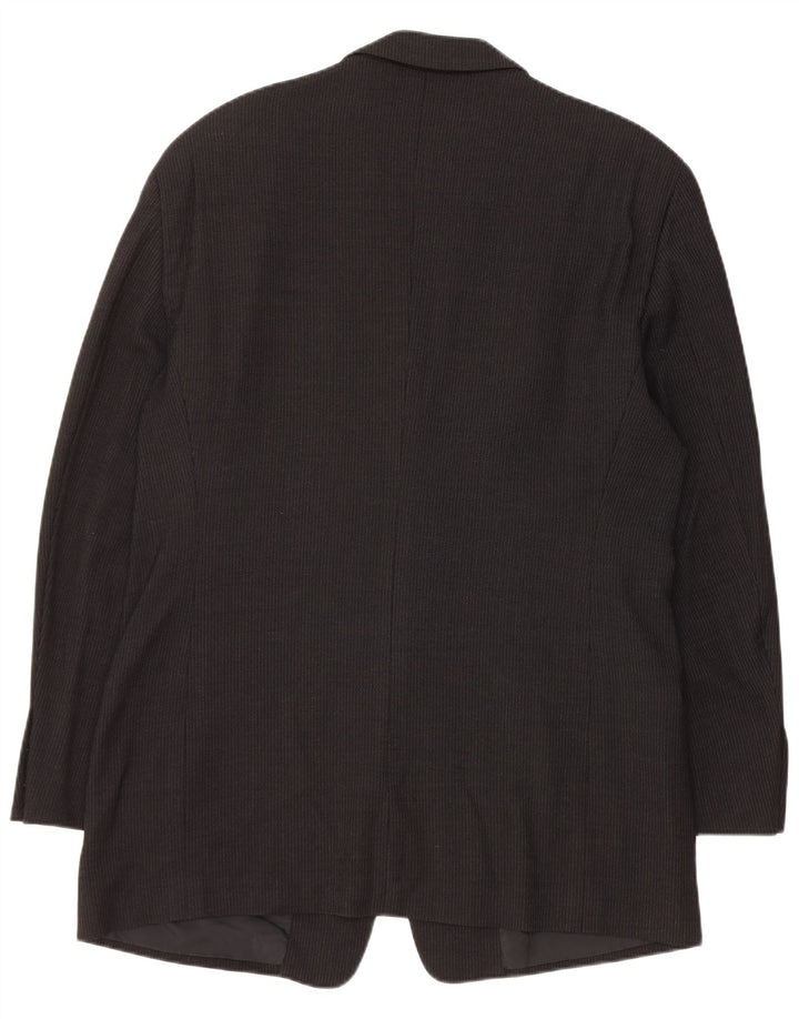 Giacca blazer da uomo a 3 bottoni Giorgio Armani IT 54 XL gessata nera