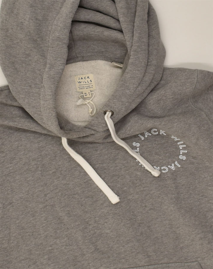 JACK WILLS Womens Oversized Hoodie Jumper UK 8 Small Grey Cotton | Vintage Jack Wills | Thrift | Second-Hand Jack Wills | Used Clothing | Messina Hembry 
