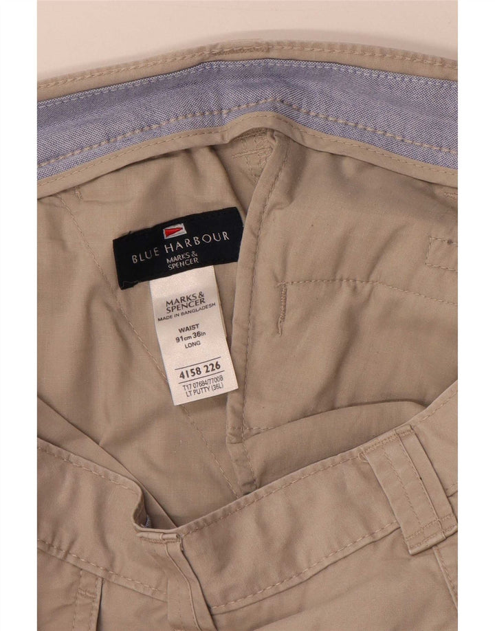 Pantaloncini chino da uomo Marks & Spencer blu Harbour W36 grandi cotone beige
