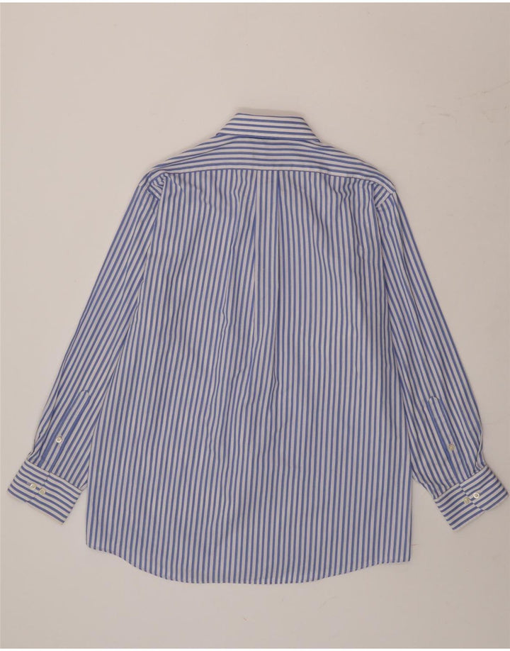 Camicia Chaps da uomo vestibilità classica taglia 16 grande cotone a righe blu