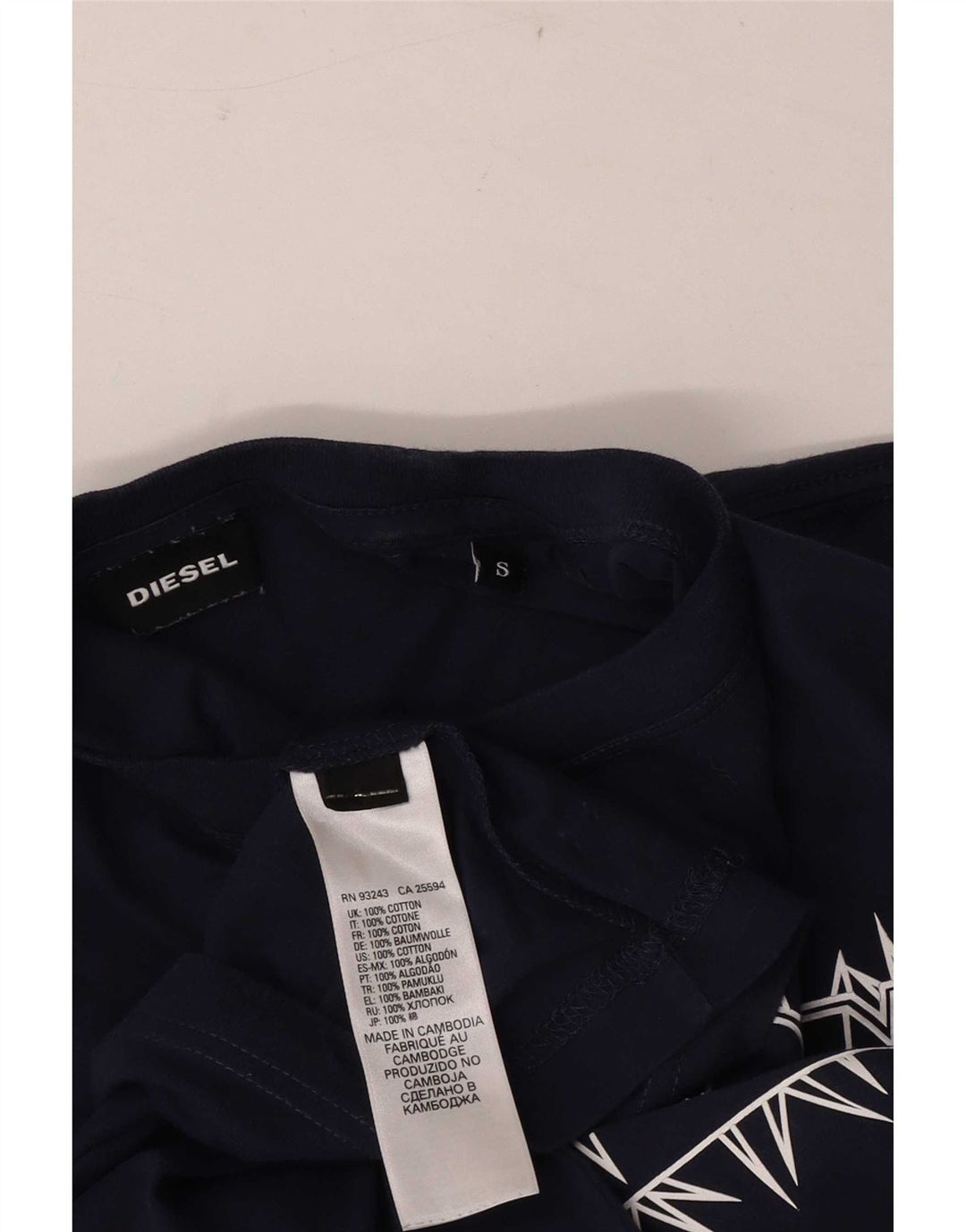 T-shirt grafica da uomo Diesel Top Small in cotone blu navy
