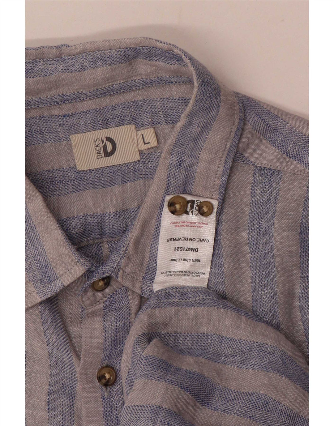 Camicia da uomo di Dack in lino a righe grandi blu
