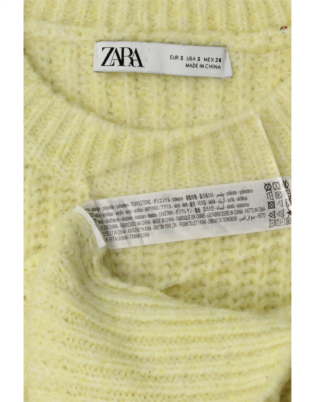 ZARA Womens Oversized Crew Neck Jumper Sweater UK 10 Small Yellow Vintage Zara and Second-Hand Zara from Messina Hembry 