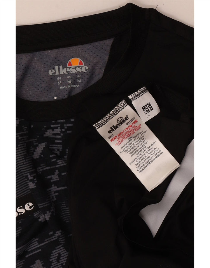 T-shirt grafica da uomo Ellesse Top in poliestere patchwork nero medio