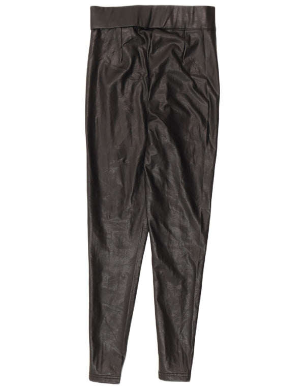 Pantaloni slim in ecopelle da donna Marks & Spencer UK 8 piccoli W26 L28 neri