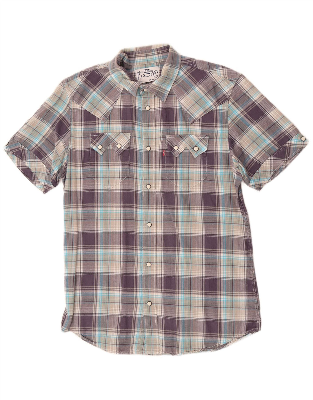 Camicia a maniche corte da uomo Levi's in cotone a quadri viola medio