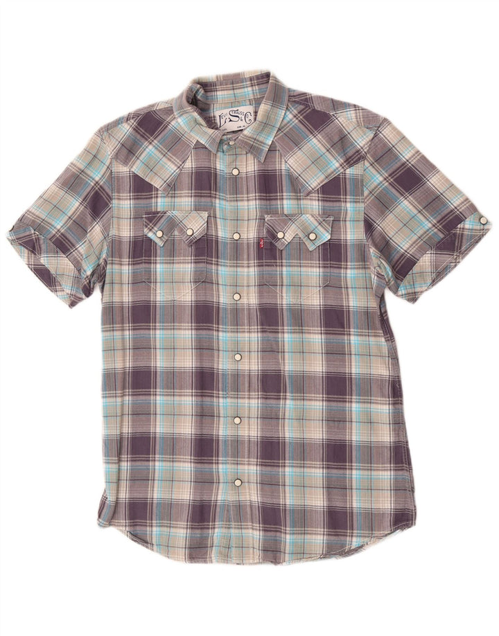 Camicia a maniche corte da uomo Levi's in cotone a quadri viola medio