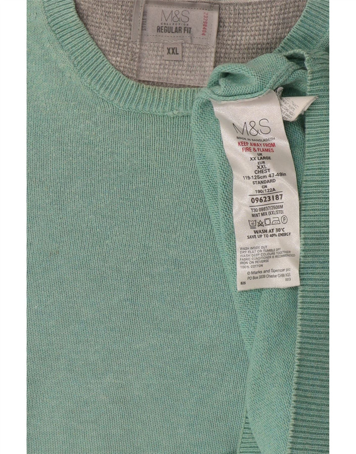 Maglione maglione girocollo vestibilità regolare da uomo Marks & Spencer 2XL cotone verde