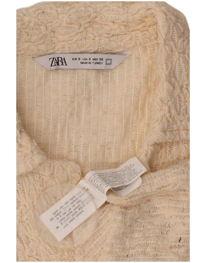 ZARA Mens Short Sleeve Shirt Small Off White Cotton