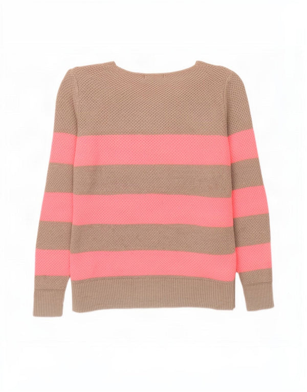 Maglione maglione con scollo a barca da donna Gap UK 12 Cotone a righe marrone medio