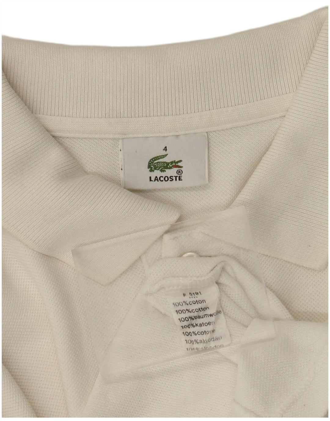 Polo LACOSTE da uomo a maniche lunghe taglia 4 cotone bianco medio