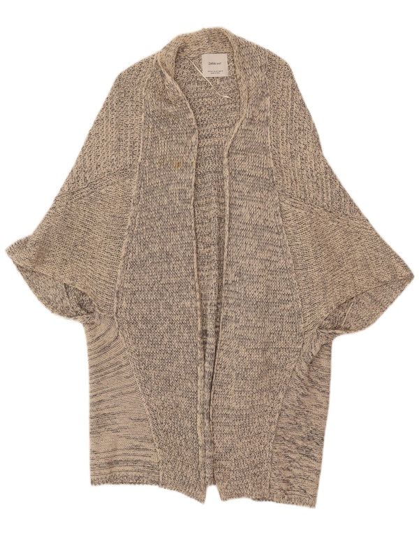Maglione cardigan poncho oversize da donna Zara UK 14 Cotone beige medio
