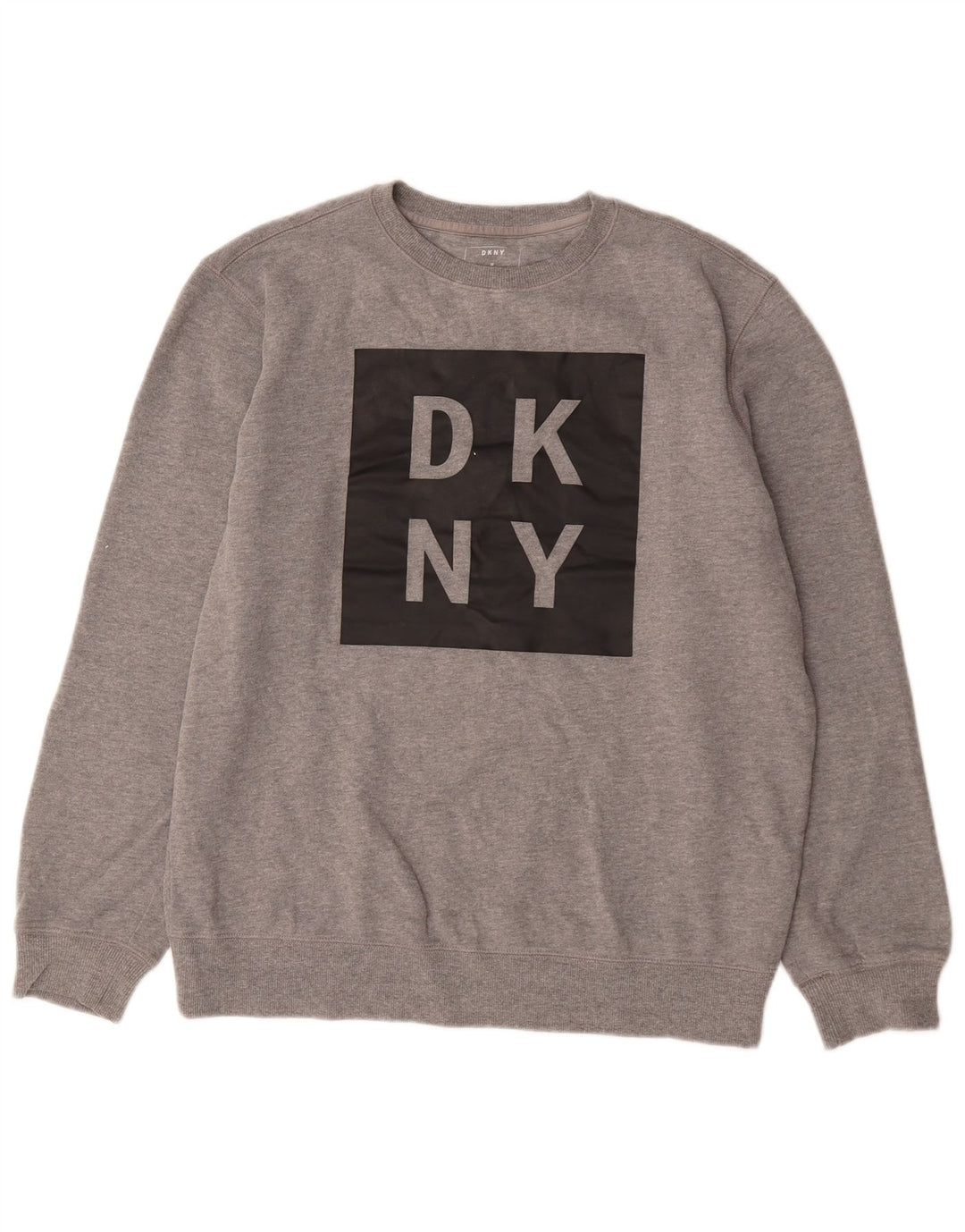 Felpa grafica da uomo Dkny, maglione in cotone chiazzato grigio medio