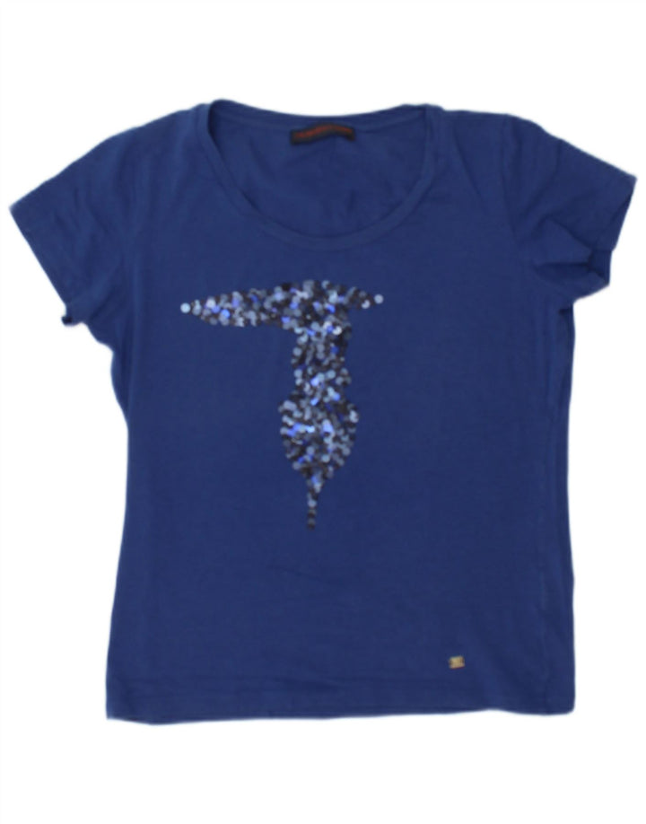 T-shirt grafica da donna Trussardi Jeans Top UK 14 Blu medio