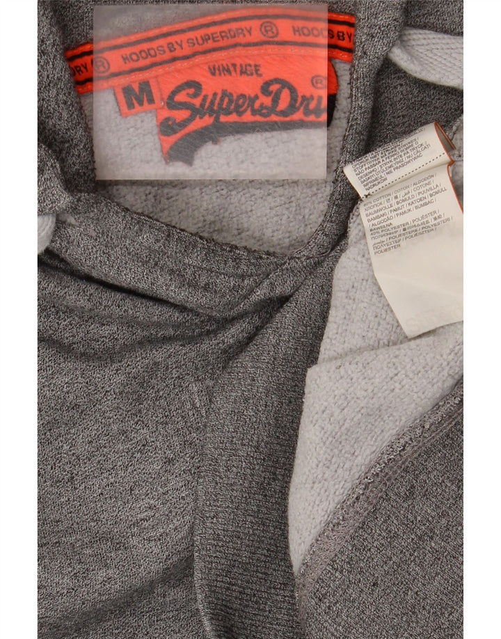 Maglione con cappuccio da uomo Superdry in cotone chiazzato grigio medio