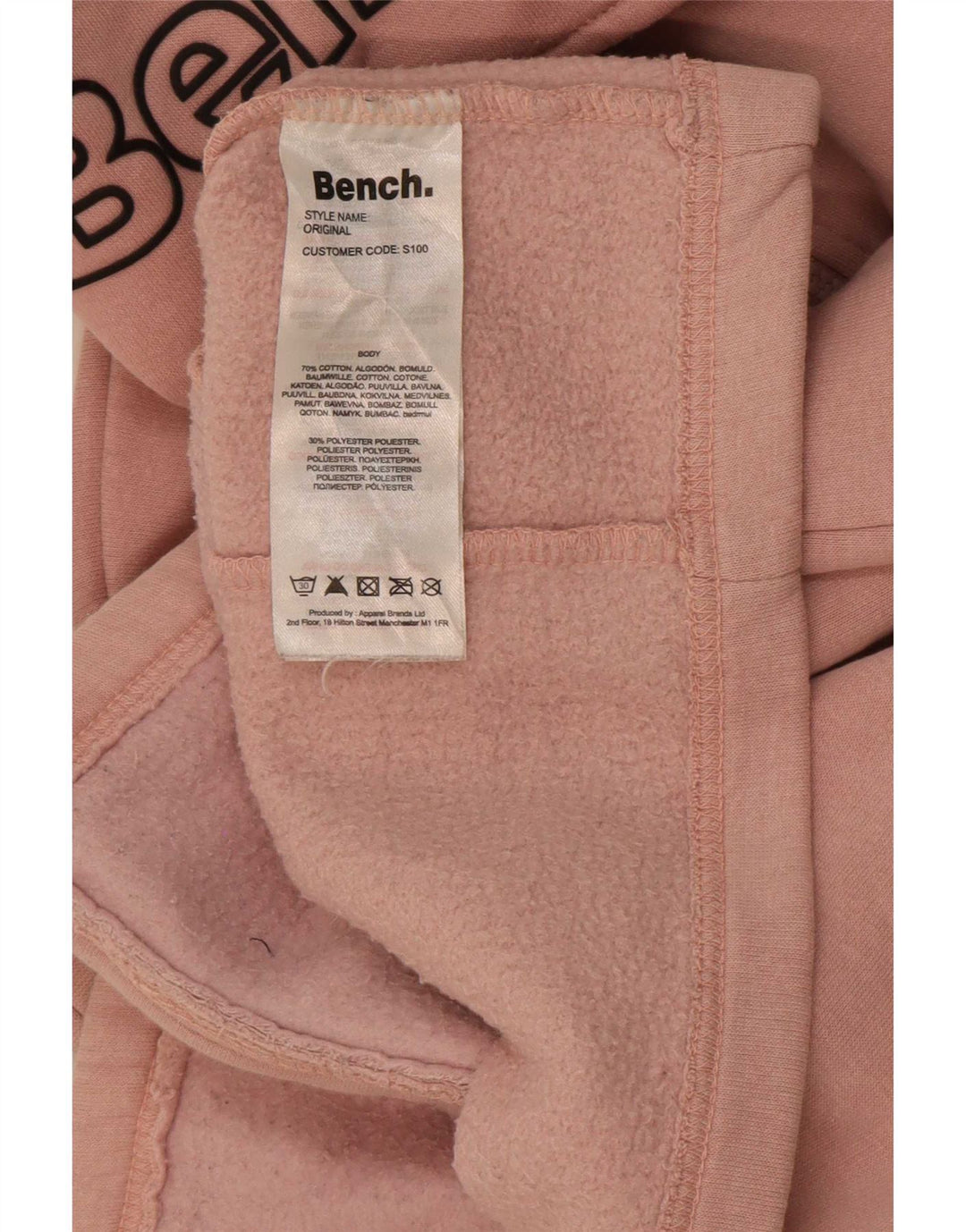 Giacca da ginnastica grafica da donna Bench UK 18 XL Cotone rosa