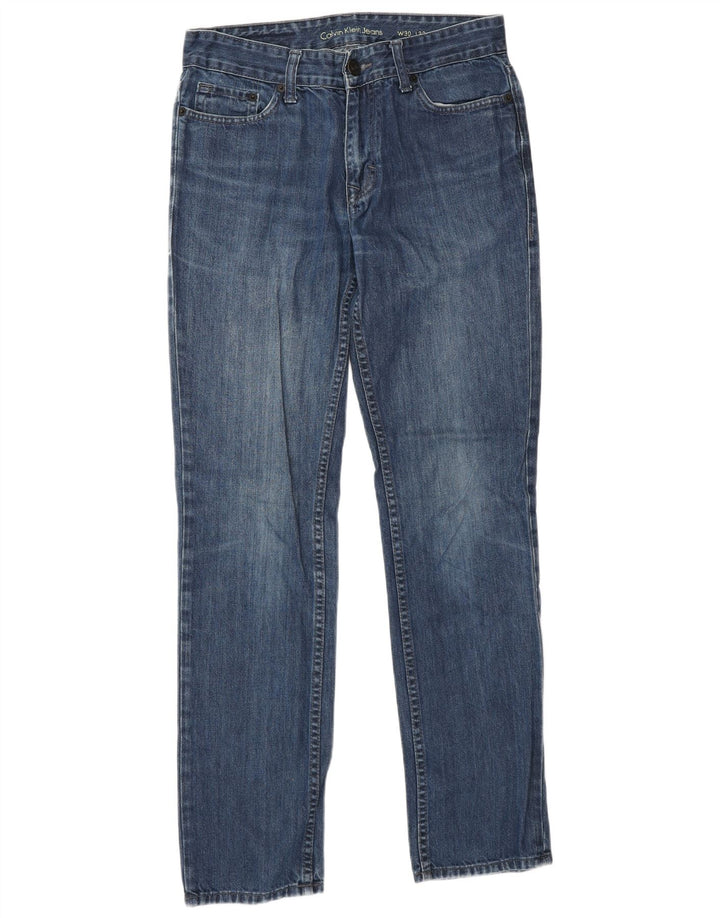 Jeans dritti slim da uomo Calvin Klein W30 L32 cotone blu
