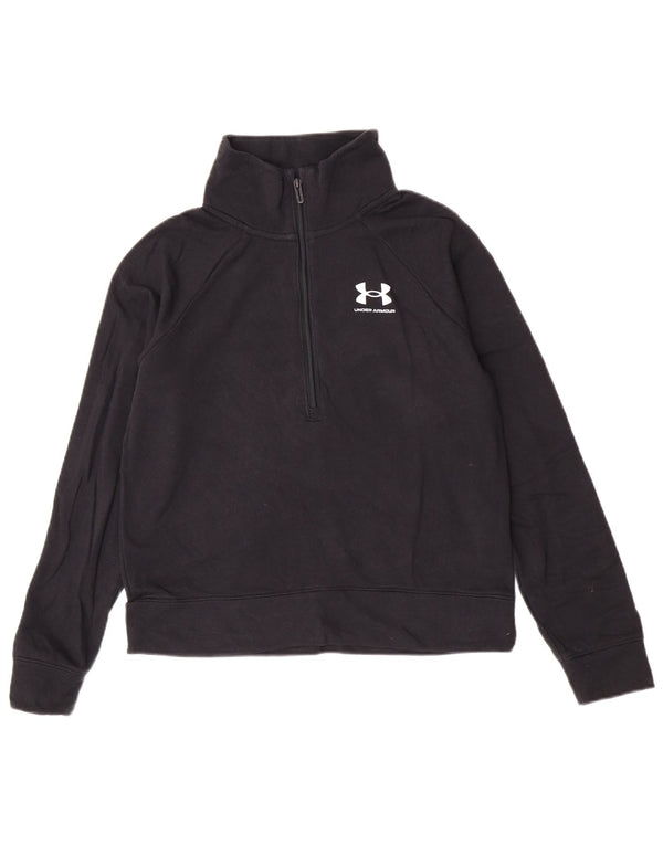 Maglia da ginnastica Under Armour da donna con zip e collo, UK 10, piccola, nera