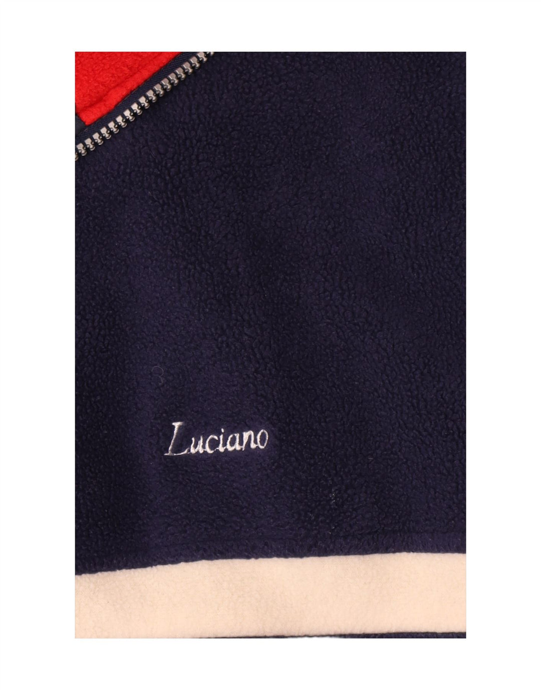 Giacca in pile vintage da uomo UK 40 grande color block blu navy