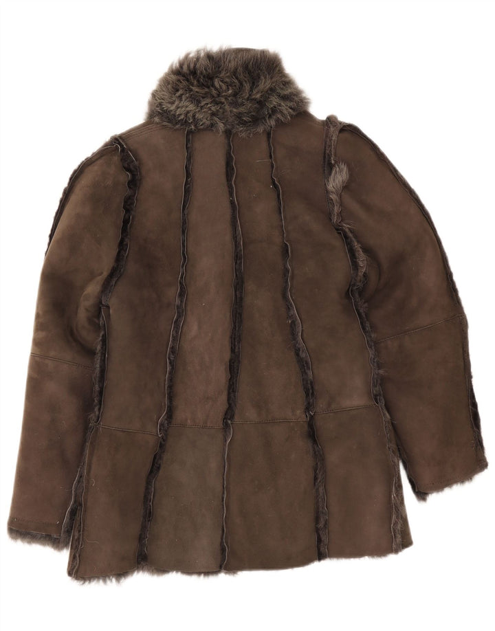 Giacca in shearling vintage da donna UK 12 Grigio medio