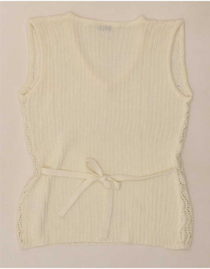 VINTAGE Womens Vest Tank Top UK 14 Medium White Acrylic Vintage Vintage and Second-Hand Vintage from Messina Hembry 