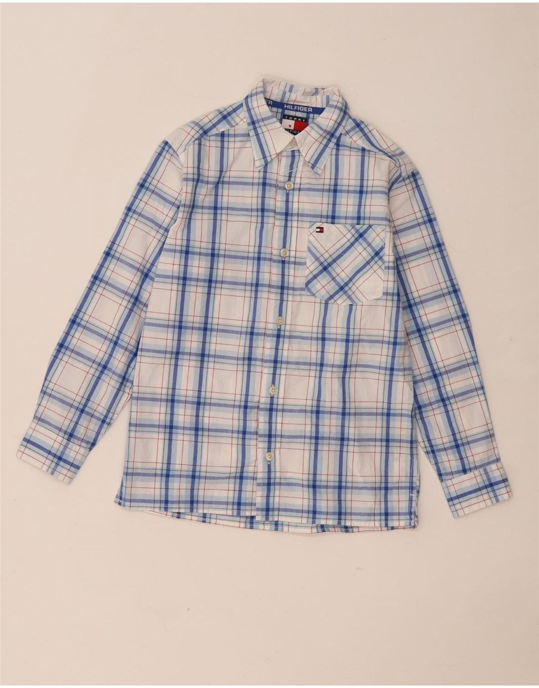 Camicia Tommy Hilfiger per ragazzi 7-8 anni XS in cotone a quadri blu