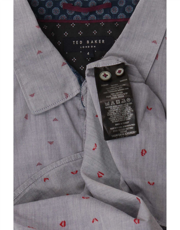 Camicia da uomo Ted Baker taglia 4 grande cotone maculato blu