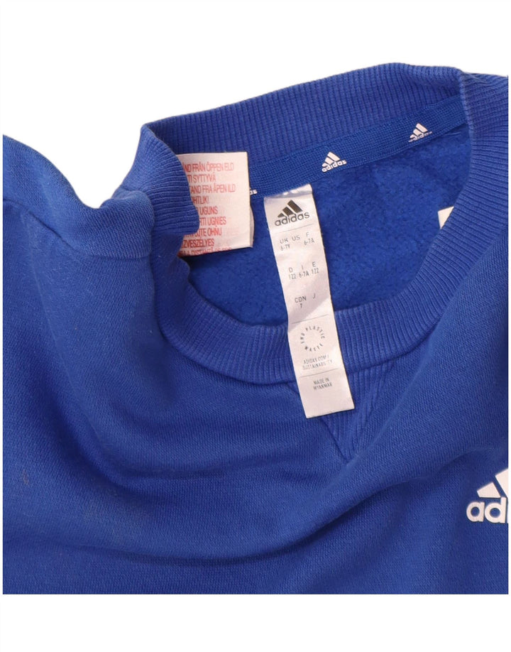 Felpa Adidas Bambino Maglione 6-7 Anni Cotone Blu