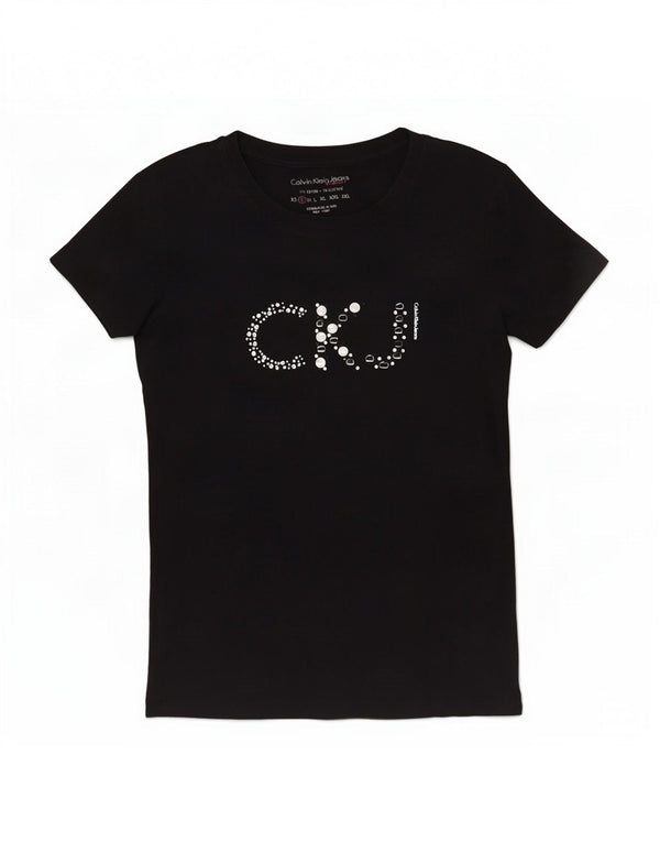 Maglietta grafica da donna Calvin Klein Jeans Top UK 10 piccola nera