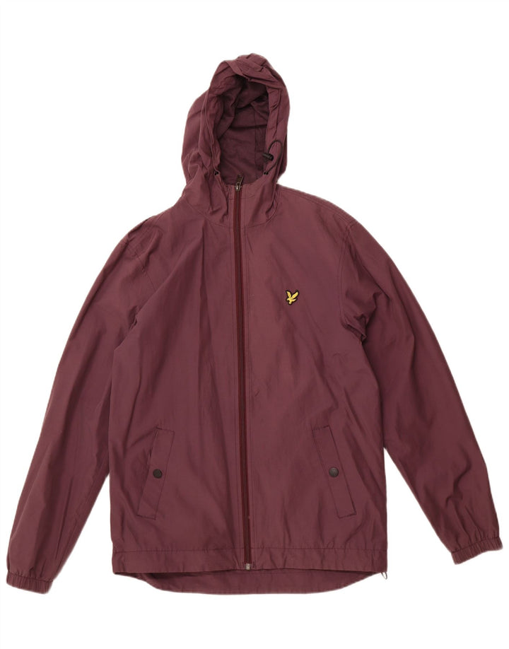 Giacca antipioggia con cappuccio da uomo Lyle & Scott UK 36 piccola in cotone bordeaux