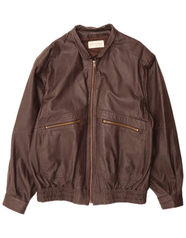 Giacca in pelle vintage da uomo UK 40 grande marrone