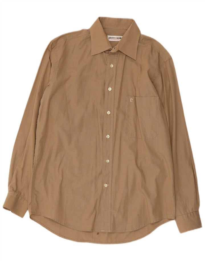 PIERRE CARDIN Camicia da uomo taglia 39 Cotone gessato beige medio