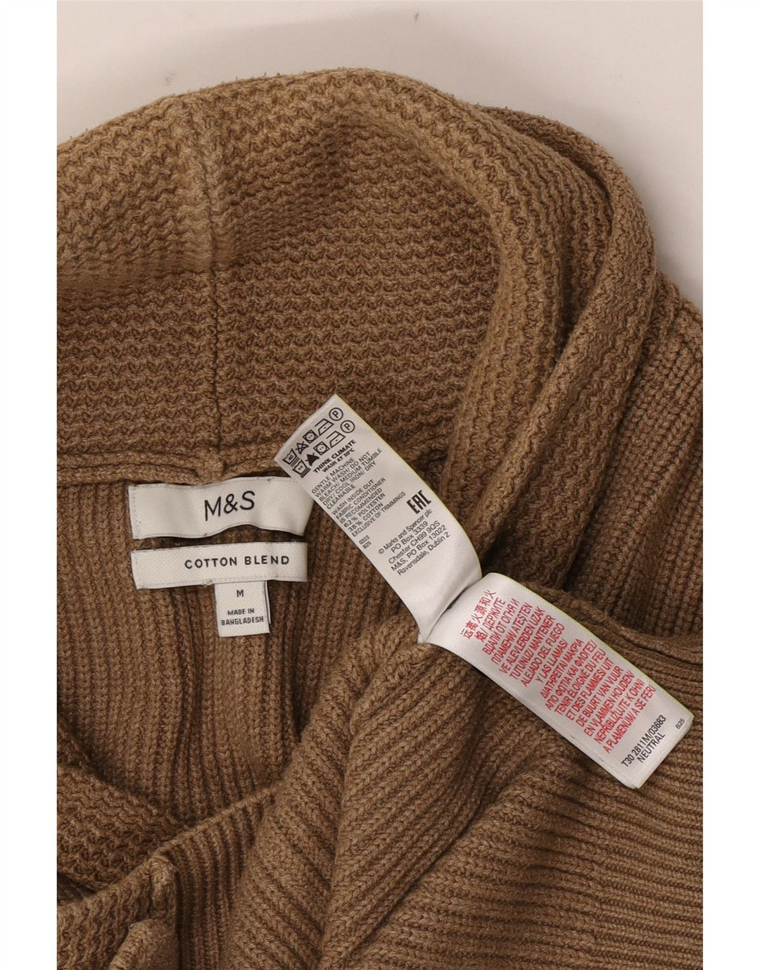 Maglione cardigan da uomo Marks & Spencer in poliestere marrone medio