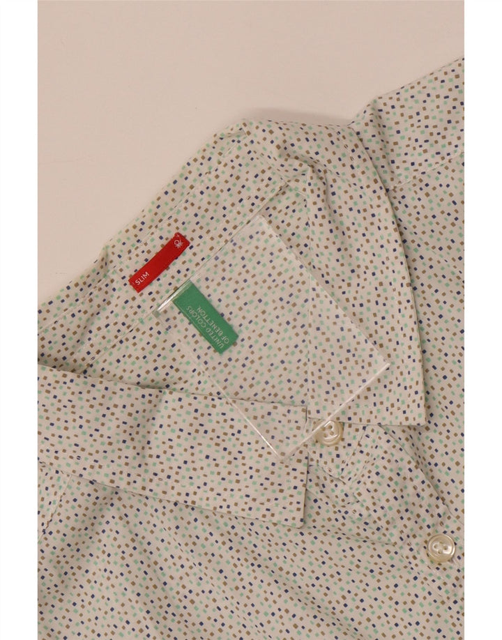 Camicia da uomo slim fit BENETTON grande bianca maculata