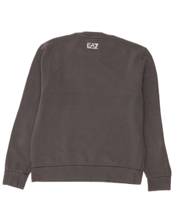 Felpa grafica da uomo Emporio Armani in cotone grigio medio