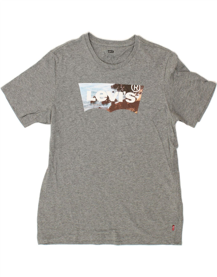 LEVI'S Mens Graphic T-Shirt Top Medium Grey Cotton Vintage Levi's and Second-Hand Levi's from Messina Hembry 