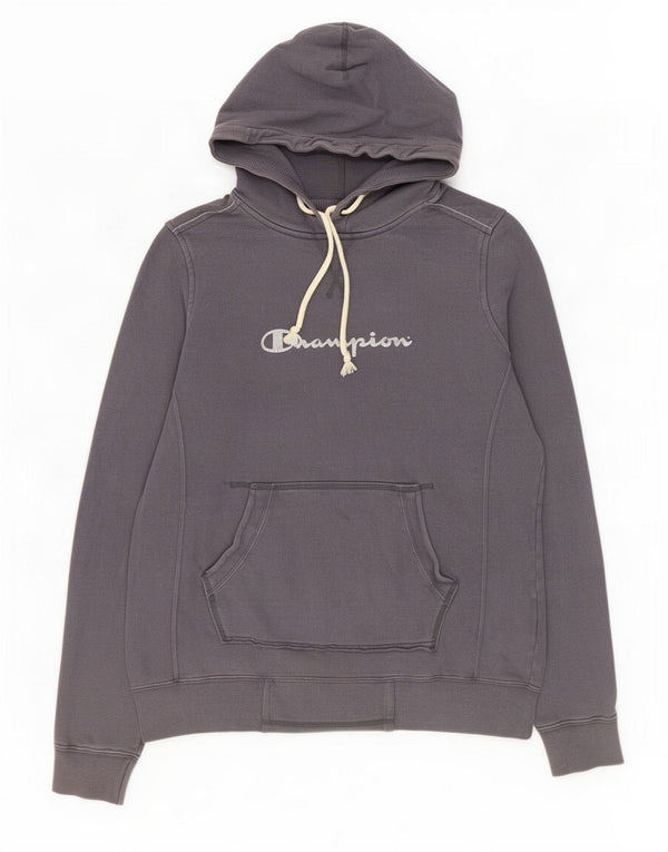 Maglione con cappuccio grafico da uomo Champion grande in cotone grigio