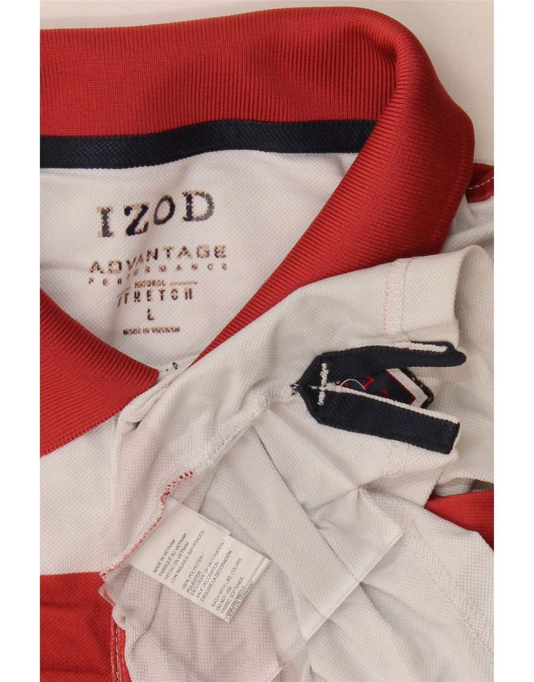 Polo da uomo IZOD grande in poliestere color block rosso