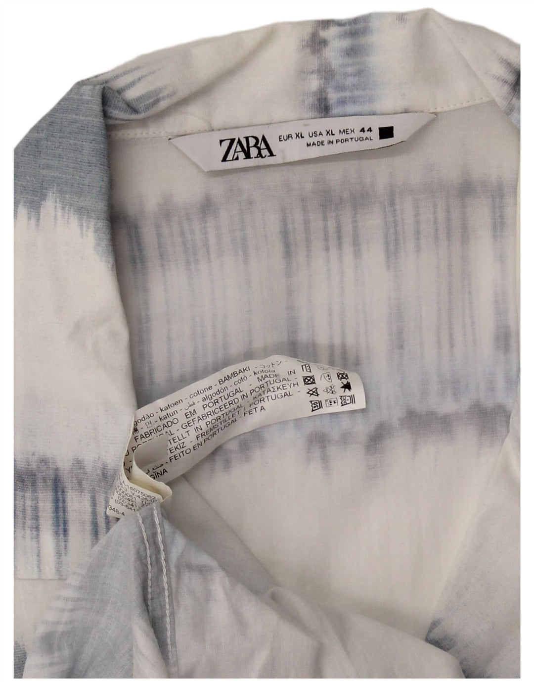 Camicia ZARA da uomo a maniche corte XL in cotone a righe blu