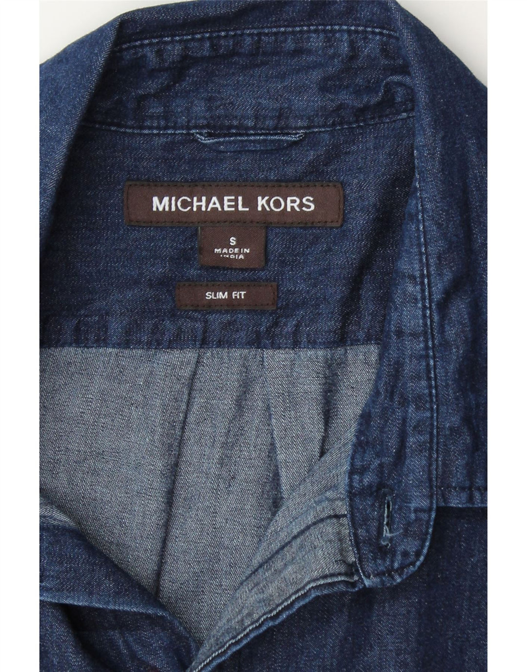 MICHAEL KORS Mens Short Sleeve Slim Fit Denim Shirt Small Blue Vintage Michael Kors and Second-Hand Michael Kors from Messina Hembry 