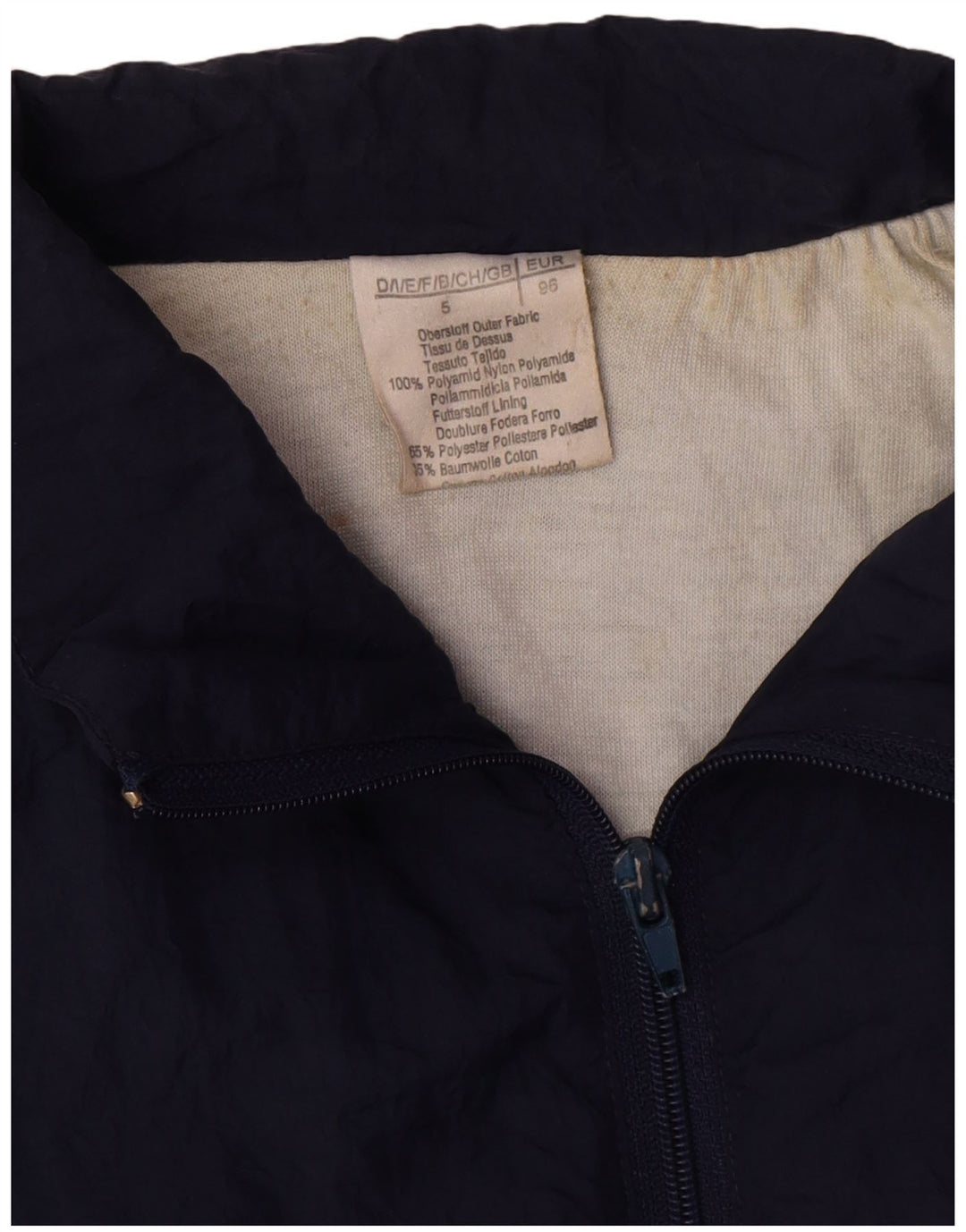 Giacca da ginnastica vintage da uomo XL in poliammide color block blu navy