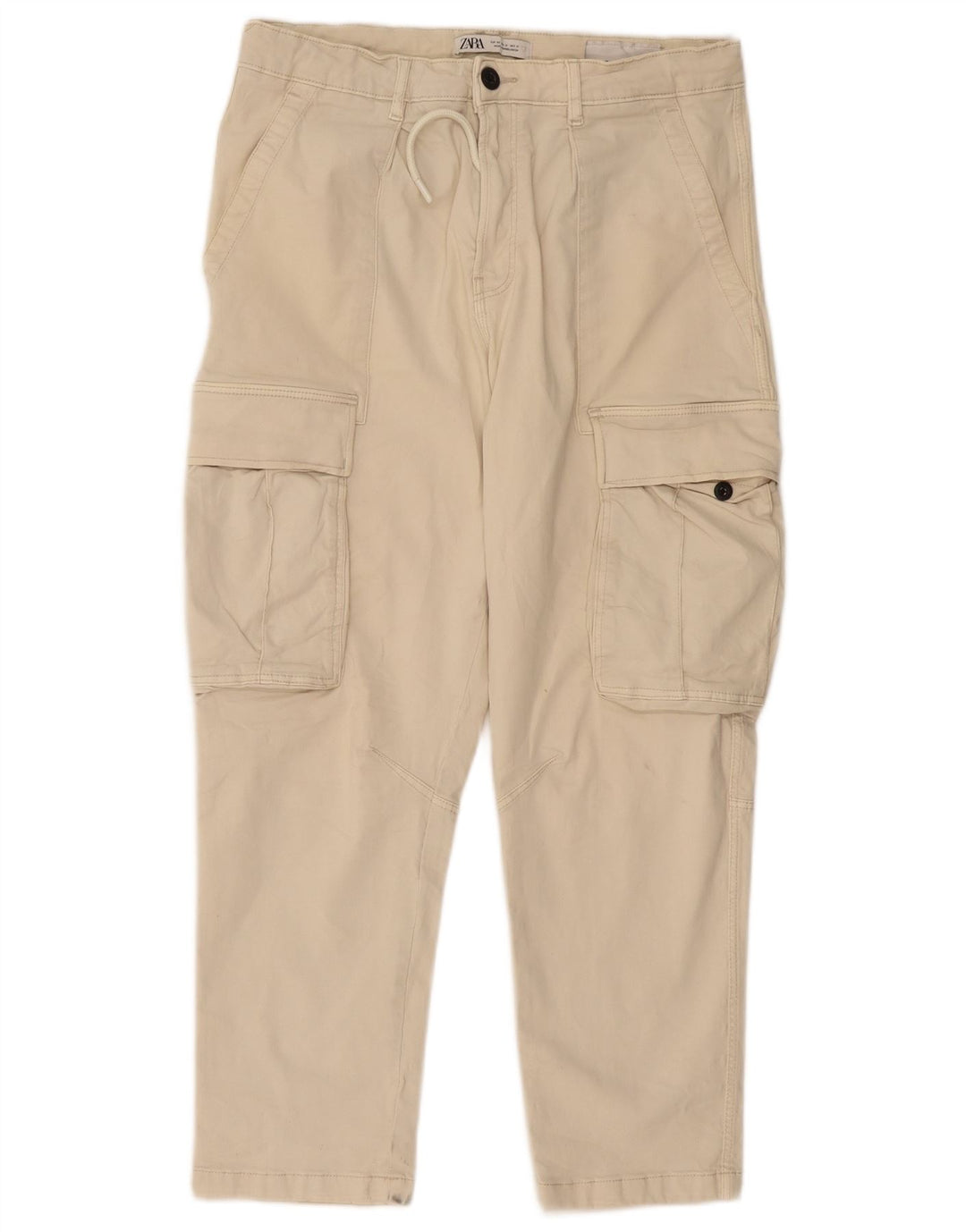 Pantaloni cargo dritti da uomo ZARA EU 40 medio W31 L27 cotone beige