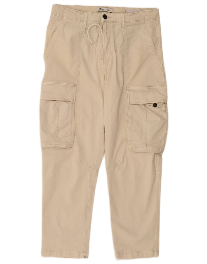 Pantaloni cargo dritti da uomo ZARA EU 40 medio W31 L27 cotone beige