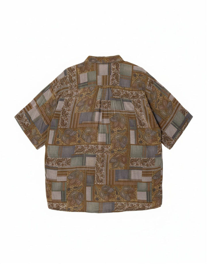 TIPO' S Mens Short Sleeve Shirt Large Multicoloured Patchwork Viscose