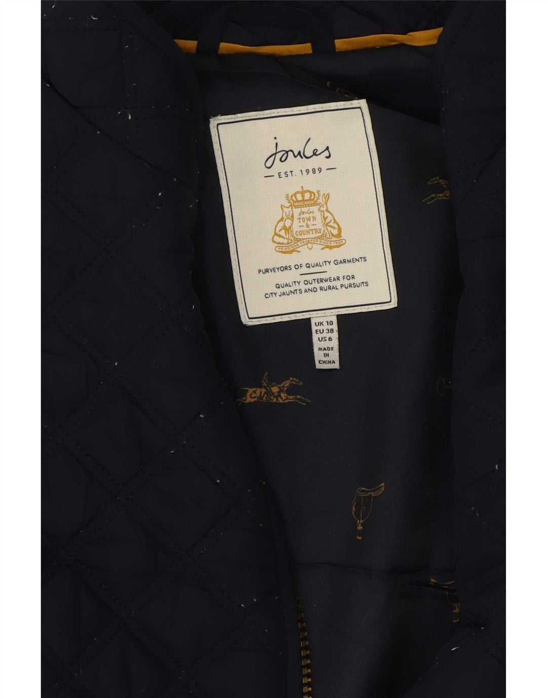 Gilet trapuntato da donna Joules UK 10 piccolo poliestere blu navy