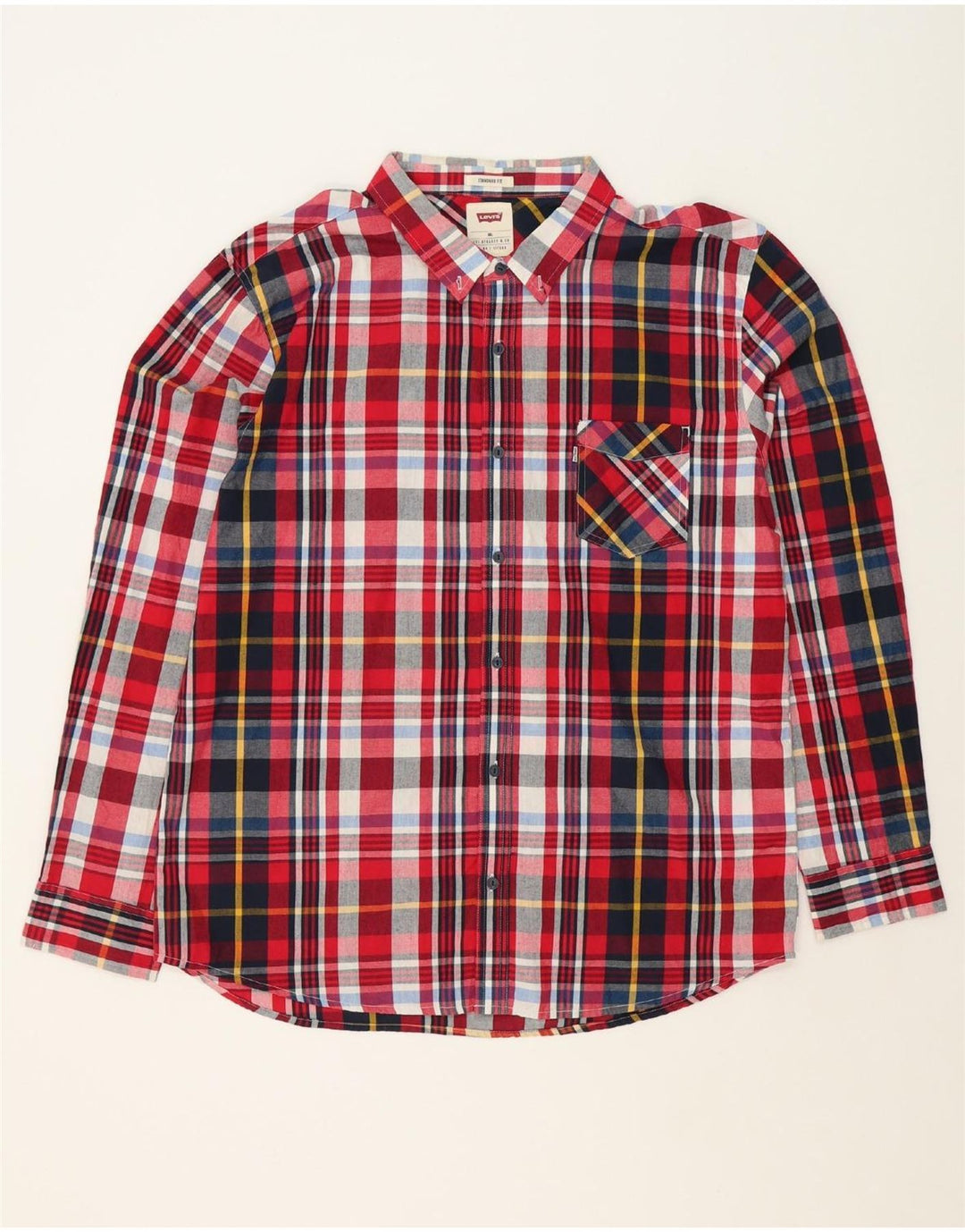 LEVI'S Mens Standard Fit Shirt 2XL Red Check Cotton Vintage Levi's and Second-Hand Levi's from Messina Hembry 