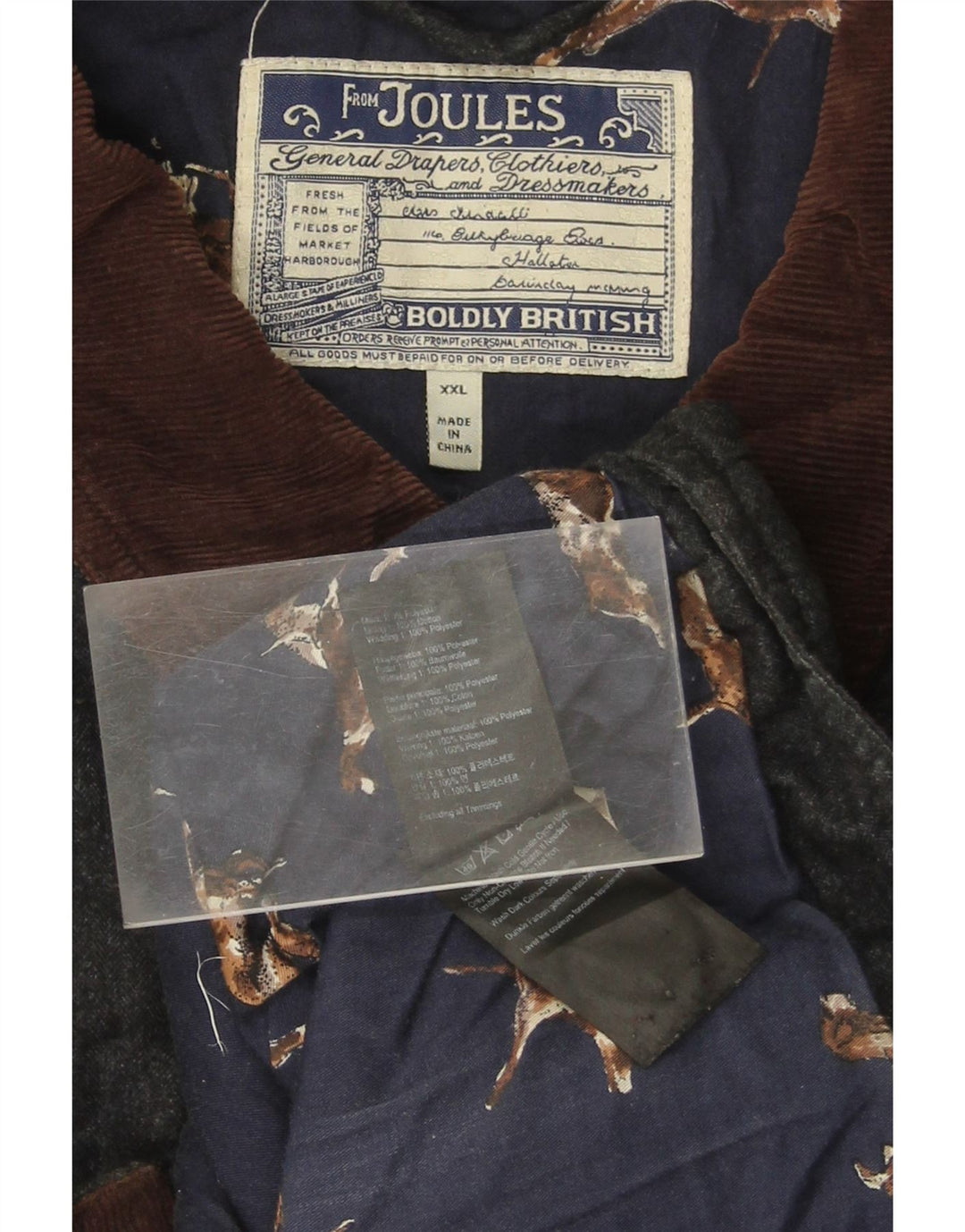 JOULES Giacca trapuntata da uomo UK 44 2XL Poliestere blu navy