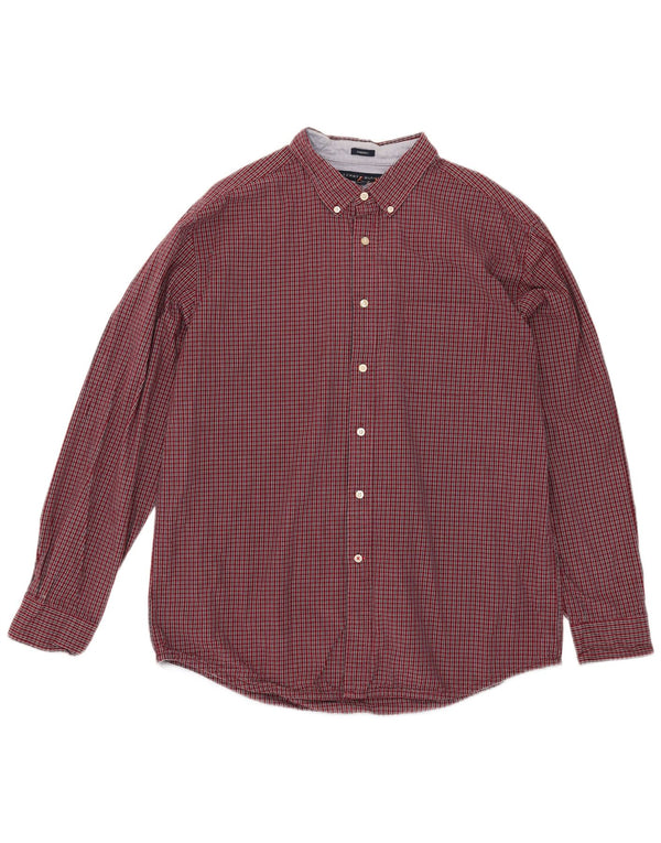 Camicia da uomo classica Tommy Hilfiger XL in cotone a quadretti bordeaux