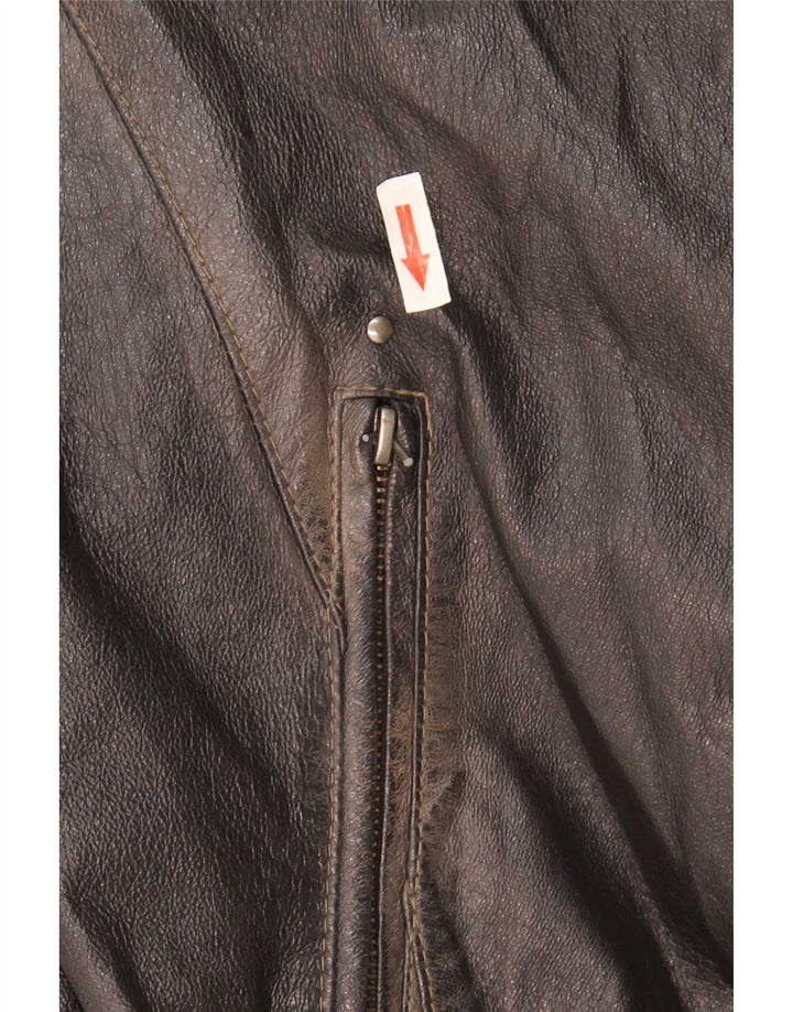 Giacca in pelle militare vintage da uomo IT 56 3XL Marrone