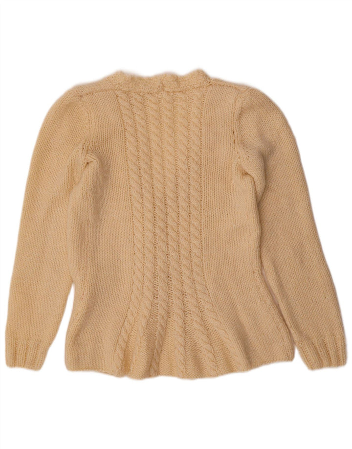 Maglione cardigan da donna vintage UK 12 Beige medio